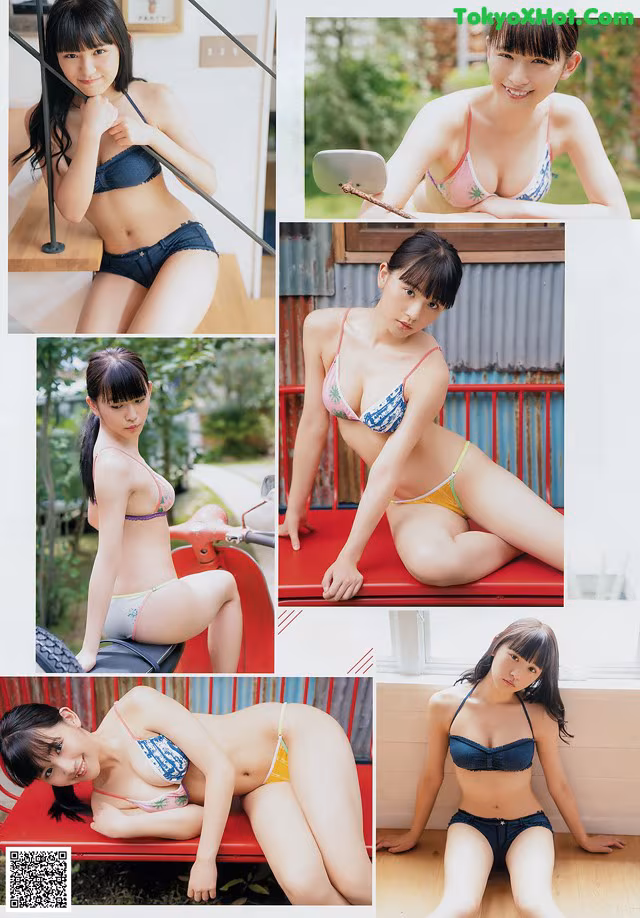 A series of pictures of a woman in a bikini.
